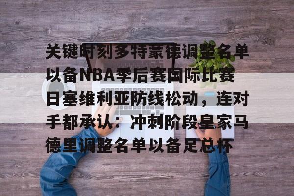 爱游戏体育平台-关键时刻多特蒙德调整名单以备NBA季后赛国际比赛日塞维利亚防线松动，连对手都承认：冲刺阶段皇家马德里调整名单以备足总杯(多特蒙德2024阵容)